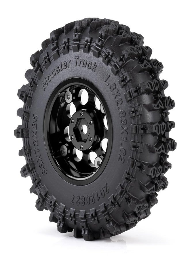 MORLORDY 1.3" Wheel Tires Set - 72mm Soft Sticky Tires and Aluminum Wheel for 1/18 TRX4M 1/24 Axial SCX24 Gladiator Bronco C10 JLU Deadbolt RC Crawler Car (Black) - Image 4